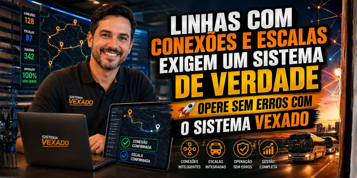 LINHAS COM CONEXÕES E ESCALAS EXIGEM UM SISTEMA DE VERDADE, OPERE SEM ERROS COM O SISTEMA VEXADO!