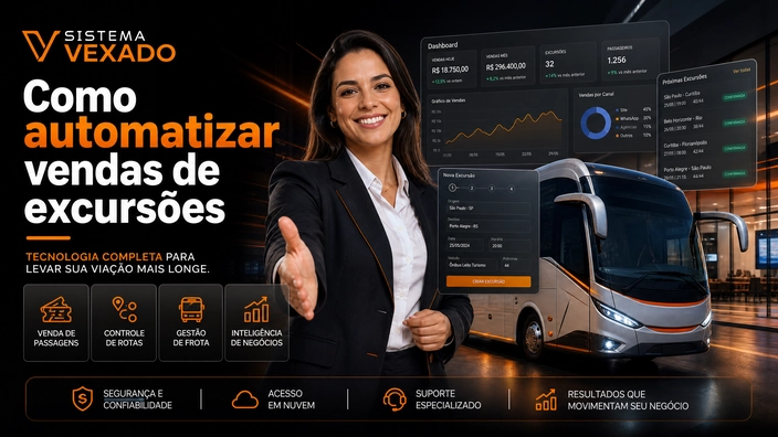 O que significa automatizar vendas de excursões online? Automatizar vendas de excursões online significa integrar ferramentas digitais que permitem ao cliente consultar disponibilidade, escolher poltrona, efetuar pagamento e confirmar a reserva de forma 100% automática, sem necessidade de atendimento humano em tempo real. Inclui site profissional, mapa de poltronas interativo, integração com gateway de pagamento e conexão direta com o sistema de gestão de viagens. No contexto atual do turismo rodoviário, onde os passageiros buscam praticidade, empresas que automatizam o processo conseguem vender 24 horas por dia, mesmo fora do horário comercial. Um exemplo real: uma operadora de excursões no interior de São Paulo dobrava o volume de vendas após implementar automação, pois os clientes podiam reservar diretamente pelo site, reduzindo o tempo de resposta de dias para minutos e aumentando o faturamento em 38% em apenas quatro meses.
